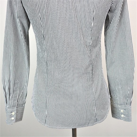 J. Crew Haberdashery Black White Pinstripe Perfect Stretch Button Up Long Sleeve - Picture 14 of 16